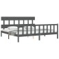 vidaXL Estructura cama de matrimonio con cabecero madera maciza gris vidaXL Estructura cama de matrimonio con cabecero madera maciza gris