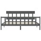 vidaXL Estructura cama de matrimonio con cabecero madera maciza gris vidaXL Estructura cama de matrimonio con cabecero madera maciza gris