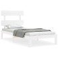vidaXL Estructura de cama individual con cabecero madera maciza blanco vidaXL Estructura de cama individual con cabecero madera maciza blanco