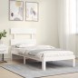 vidaXL Estructura de cama individual con cabecero madera maciza blanco vidaXL Estructura de cama individual con cabecero madera maciza blanco