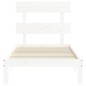vidaXL Estructura de cama individual con cabecero madera maciza blanco vidaXL Estructura de cama individual con cabecero madera maciza blanco