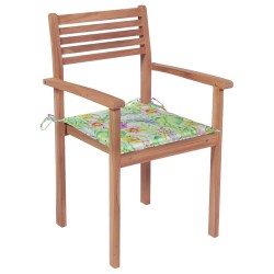vidaXL Sillas apilables de jardín 6 uds madera de teca con cojines