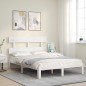 vidaXL Estructura de cama con cabecero madera maciza blanco 140x190 cm