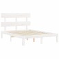 vidaXL Estructura de cama con cabecero madera maciza blanco 140x190 cm