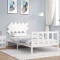 vidaXL Estructura de cama con cabecero madera maciza blanco 100x200 cm vidaXL Estructura de cama con cabecero madera maciza blanco 100x200 cm