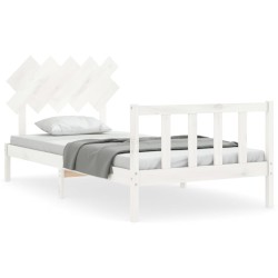 vidaXL Estructura de cama con cabecero madera maciza blanco 100x200 cm