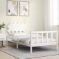 vidaXL Estructura de cama con cabecero madera maciza blanco 100x200 cm vidaXL Estructura de cama con cabecero madera maciza blanco 100x200 cm