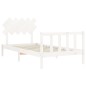 vidaXL Estructura de cama con cabecero madera maciza blanco 100x200 cm vidaXL Estructura de cama con cabecero madera maciza blanco 100x200 cm