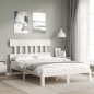 vidaXL Estructura de cama con cabecero madera maciza blanco 120x200 cm vidaXL Estructura de cama con cabecero madera maciza blanco 120x200 cm