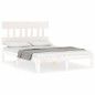 vidaXL Estructura de cama con cabecero madera maciza blanco 120x200 cm vidaXL Estructura de cama con cabecero madera maciza blanco 120x200 cm