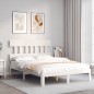 vidaXL Estructura de cama con cabecero madera maciza blanco 120x200 cm vidaXL Estructura de cama con cabecero madera maciza blanco 120x200 cm