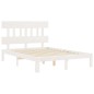 vidaXL Estructura cama de matrimonio con cabecero madera maciza blanco vidaXL Estructura cama de matrimonio con cabecero madera maciza blanco