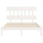 vidaXL Estructura cama de matrimonio con cabecero madera maciza blanco vidaXL Estructura cama de matrimonio con cabecero madera maciza blanco