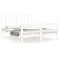 vidaXL Estructura de cama matrimonio con cabecero madera maciza blanco vidaXL Estructura de cama matrimonio con cabecero madera maciza blanco