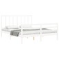 vidaXL Estructura de cama matrimonio con cabecero madera maciza blanco vidaXL Estructura de cama matrimonio con cabecero madera maciza blanco