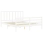 vidaXL Estructura de cama matrimonio con cabecero madera maciza blanco vidaXL Estructura de cama matrimonio con cabecero madera maciza blanco