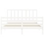 vidaXL Estructura de cama matrimonio con cabecero madera maciza blanco vidaXL Estructura de cama matrimonio con cabecero madera maciza blanco