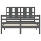 vidaXL Estructura de cama con cabecero madera maciza gris 140x190 cm vidaXL Estructura de cama con cabecero madera maciza gris 140x190 cm