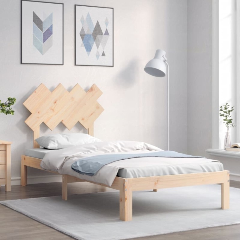 vidaXL Estructura de cama con cabecero madera maciza 90x200 cm