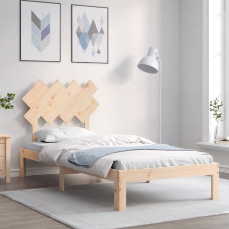 vidaXL Estructura de cama con cabecero madera maciza 90x200 cm