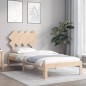vidaXL Estructura de cama con cabecero madera maciza 90x200 cm