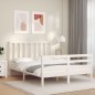 vidaXL Estructura de cama con cabecero madera maciza blanco 140x200 cm vidaXL Estructura de cama con cabecero madera maciza blanco 140x200 cm