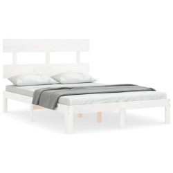 vidaXL Estructura de cama con cabecero madera maciza blanco 120x200 cm