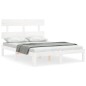 vidaXL Estructura de cama con cabecero madera maciza blanco 120x200 cm