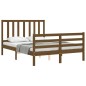 vidaXL Estructura de cama matrimonio con cabecero madera marrón miel vidaXL Estructura de cama matrimonio con cabecero madera marrón miel