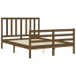 vidaXL Estructura de cama matrimonio con cabecero madera marrón miel vidaXL Estructura de cama matrimonio con cabecero madera marrón miel