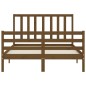 vidaXL Estructura de cama matrimonio con cabecero madera marrón miel vidaXL Estructura de cama matrimonio con cabecero madera marrón miel