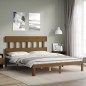 vidaXL Estructura de cama con cabecero madera marrón miel 160x200 cm vidaXL Estructura de cama con cabecero madera marrón miel 160x200 cm
