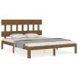 vidaXL Estructura de cama con cabecero madera marrón miel 160x200 cm vidaXL Estructura de cama con cabecero madera marrón miel 160x200 cm