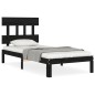 vidaXL Estructura de cama con cabecero madera maciza negro 100x200 cm vidaXL Estructura de cama con cabecero madera maciza negro 100x200 cm