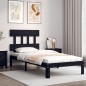 vidaXL Estructura de cama con cabecero madera maciza negro 100x200 cm vidaXL Estructura de cama con cabecero madera maciza negro 100x200 cm