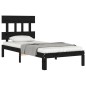 vidaXL Estructura de cama con cabecero madera maciza negro 100x200 cm vidaXL Estructura de cama con cabecero madera maciza negro 100x200 cm