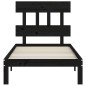 vidaXL Estructura de cama con cabecero madera maciza negro 100x200 cm vidaXL Estructura de cama con cabecero madera maciza negro 100x200 cm