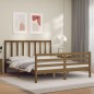 vidaXL Estructura de cama con cabecero madera marrón miel 160x200 cm vidaXL Estructura de cama con cabecero madera marrón miel 160x200 cm