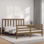 vidaXL Estructura de cama con cabecero madera marrón miel 160x200 cm vidaXL Estructura de cama con cabecero madera marrón miel 160x200 cm