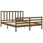 vidaXL Estructura de cama con cabecero madera marrón miel 160x200 cm vidaXL Estructura de cama con cabecero madera marrón miel 160x200 cm