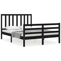 vidaXL Estructura de cama con cabecero madera maciza negro 120x200 cm