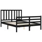 vidaXL Estructura de cama con cabecero madera maciza negro 120x200 cm vidaXL Estructura de cama con cabecero madera maciza negro 120x200 cm