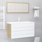 vidaXL Set de muebles de baño 2 piezas contrachapada blanco roble