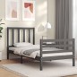 vidaXL Estructura de cama con cabecero madera maciza gris 90x200 cm vidaXL Estructura de cama con cabecero madera maciza gris 90x200 cm