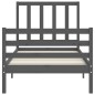 vidaXL Estructura de cama con cabecero madera maciza gris 90x200 cm vidaXL Estructura de cama con cabecero madera maciza gris 90x200 cm