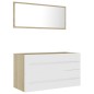 vidaXL Set de muebles de baño 2 piezas contrachapada blanco roble
