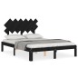 vidaXL Estructura cama de matrimonio con cabecero madera maciza negro vidaXL Estructura cama de matrimonio con cabecero madera maciza negro