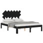vidaXL Estructura cama de matrimonio con cabecero madera maciza negro vidaXL Estructura cama de matrimonio con cabecero madera maciza negro