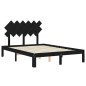 vidaXL Estructura cama de matrimonio con cabecero madera maciza negro vidaXL Estructura cama de matrimonio con cabecero madera maciza negro