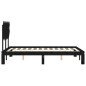 vidaXL Estructura cama de matrimonio con cabecero madera maciza negro vidaXL Estructura cama de matrimonio con cabecero madera maciza negro